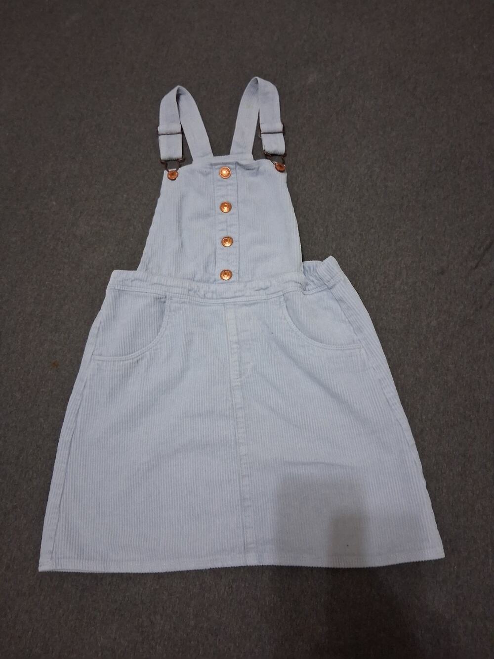 Levis Girls Medium 10-12 Light Blue Corduroy Overall Dress Pinafore Jumper